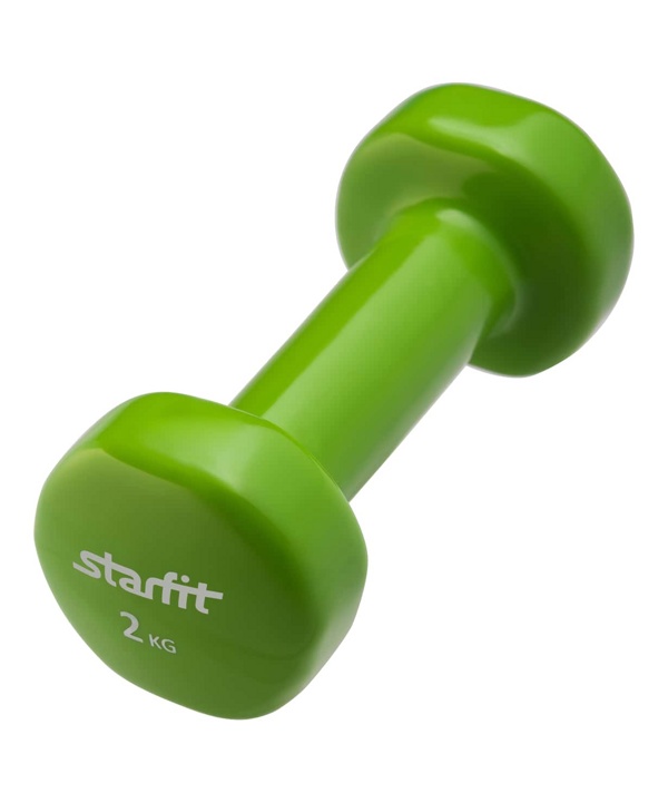 Гантель виниловая 2 кг х 2шт (пара) STARFIT DB-101 (зеленые) - фото