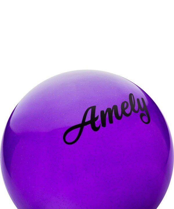 Мяч для художественной гимнастики Amely AGB-102 (19см, 400гр) фиолетовый с блестками - фото2