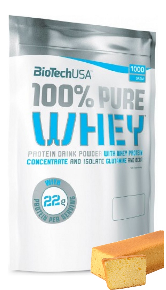 Протеин сывороточный (концентрат+изолят) 100% Pure Whey Biotech USA 1000г (бисквит) - фото