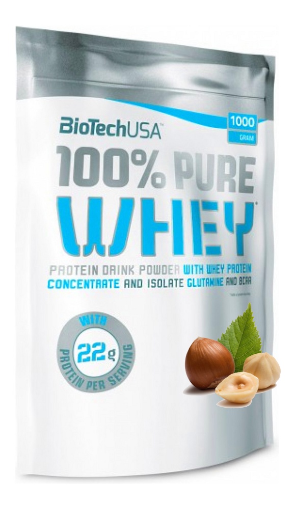 Протеин сывороточный (концентрат+изолят) 100% Pure Whey Biotech USA 454г (лесной орех) - фото