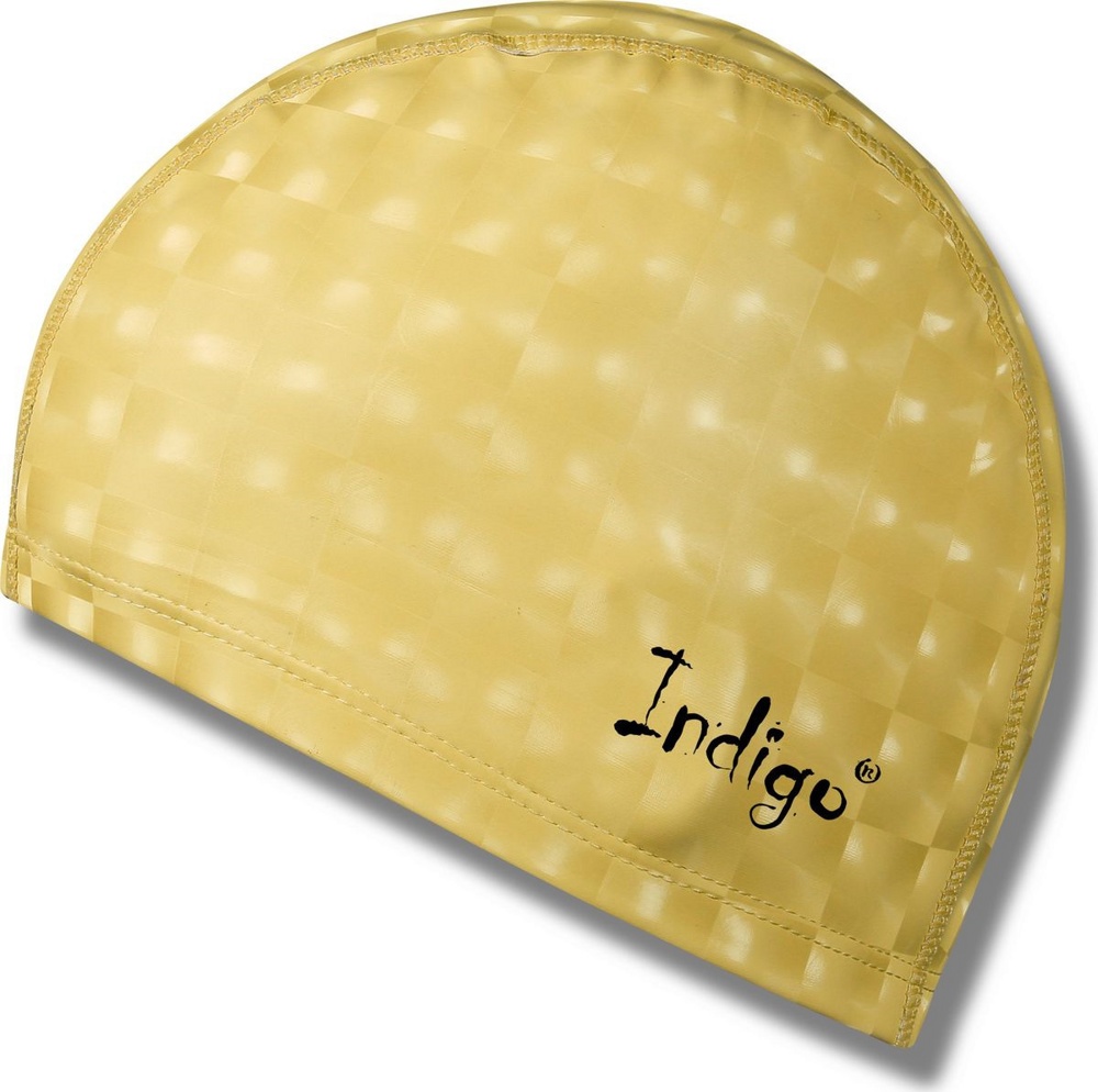 Шапочка для плавания с эффектом 3D INDIGO IN047 желтая комби с ПУ