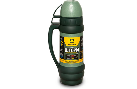 Термос ARCTICA STORM 1,0 л Арктика 109-1000 (черный) - фото