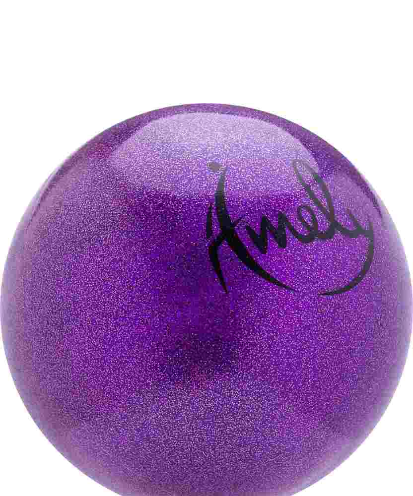 Мяч для художественной гимнастики Amely AGB-303 (15см, 280 гр) фиолетовый с блестками - фото2