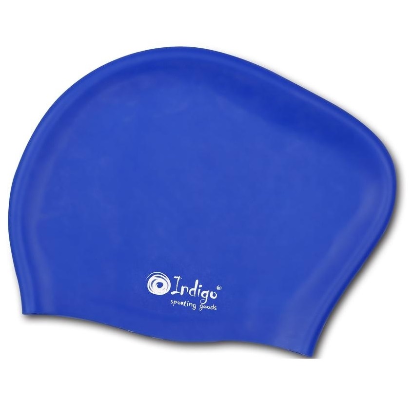 Шапочка для плавания INDIGO 803SC-BL для длинных волос, синий силикон