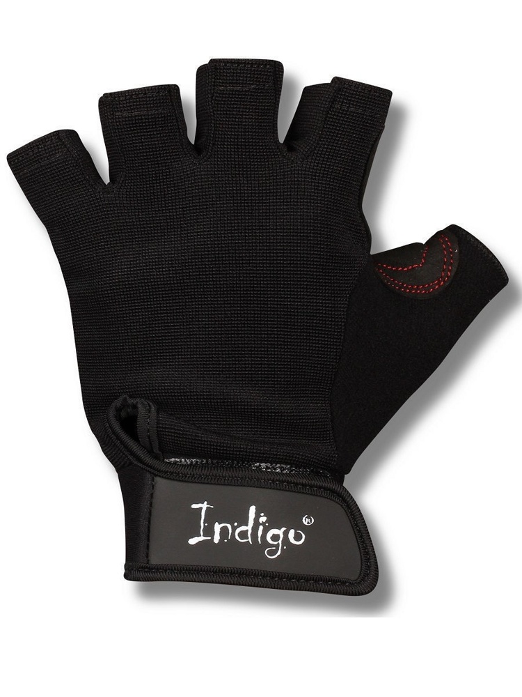 Перчатки для фитнеса INDIGO SB-16-1575 замша+эластан+неопрен (S, M, L, черный) - фото