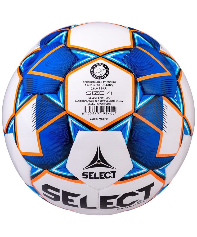 Мяч футбольный №4 Select Diamond 4 white/blue/orange - фото2