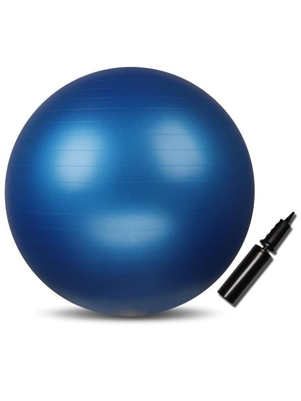 Гимнастический мяч INDIGO 002 с насосом 85см синий Антивзрыв - фото