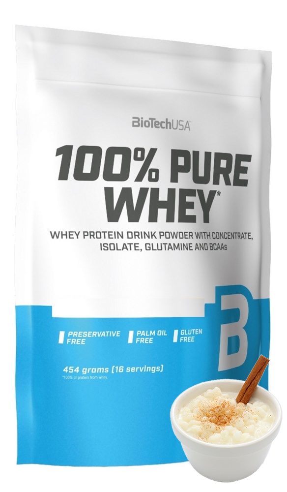 Протеин сывороточный (концентрат+изолят) 100% Pure Whey Biotech USA 454г (рисовый пудинг) - фото