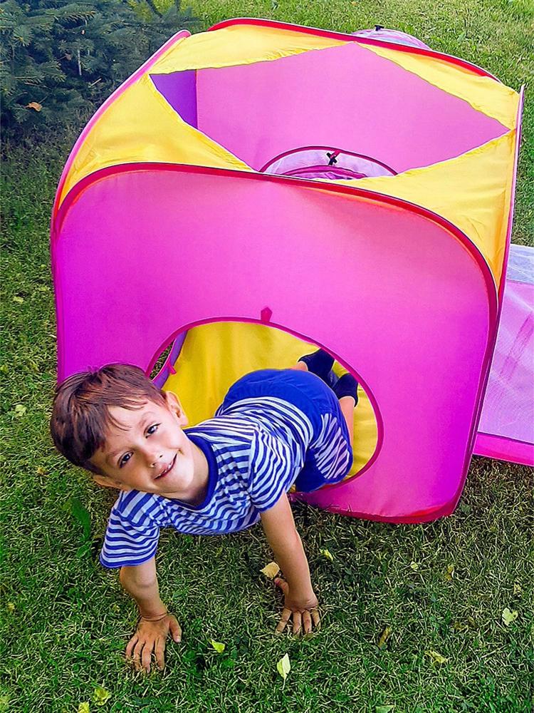 Детская игровая палатка Лабиринт ФЕЯ ПОРЯДКА CT-250 розовый/фиолетовый/желтый 270х190х90см - фото4