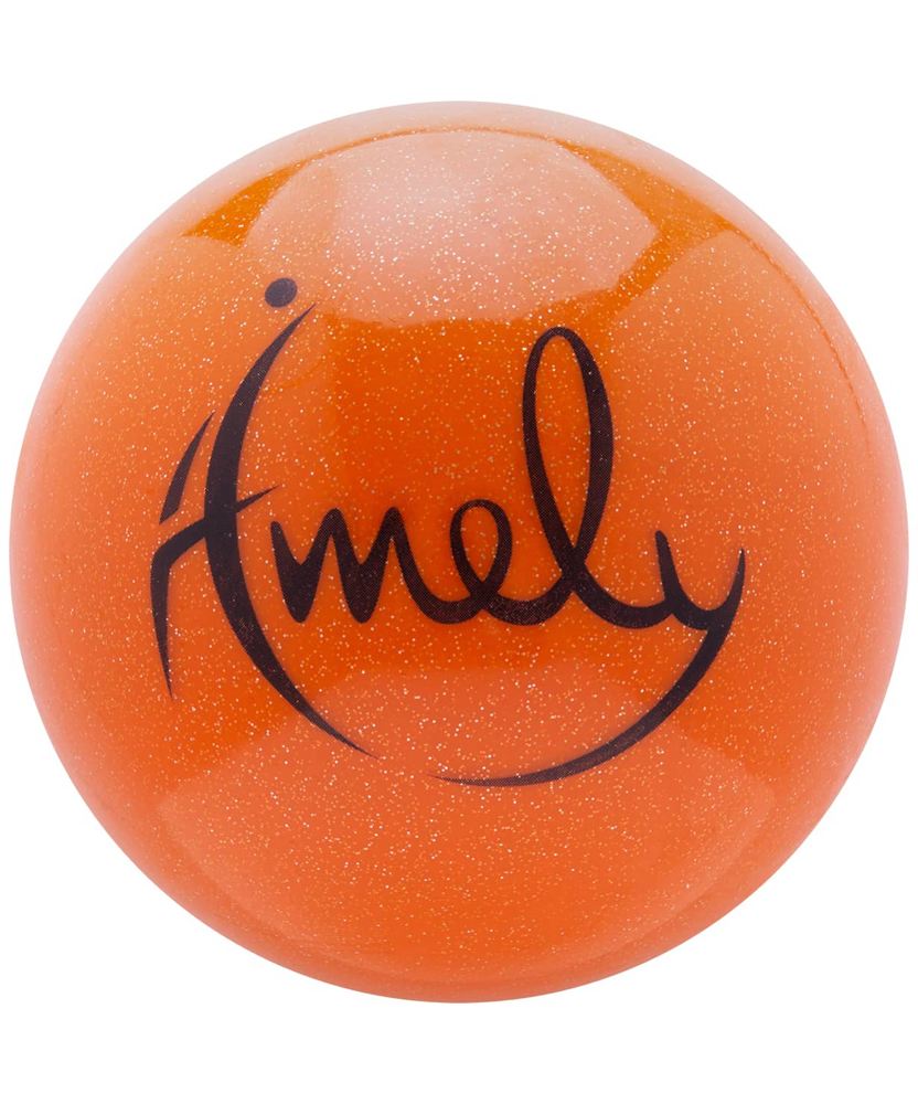 Мяч для художественной гимнастики Amely AGB-303 (15см, 280 гр) оранжевый с блестками - фото