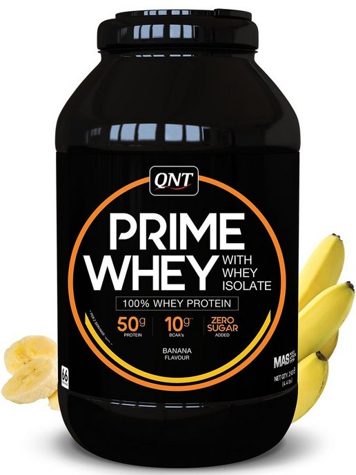 Протеин сывороточный (концентрат+изолят) Prime Whey QNT 908г (банан) - фото