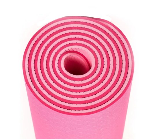 Гимнастический коврик для йоги , фитнеса Zez Sport TPE-6108 8 мм (малиновый/розовый) - фото2