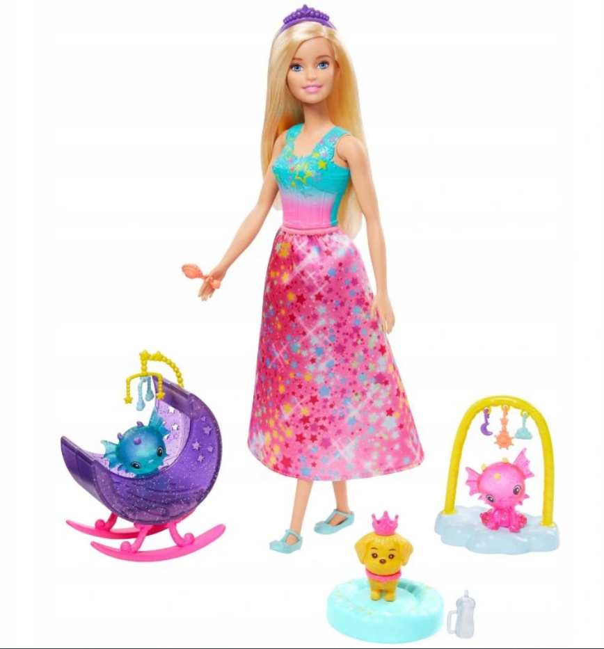 Игровой набор Кукла Барби DREAMTOPIA Сказочная принцесса GJK49/GJK51 - фото
