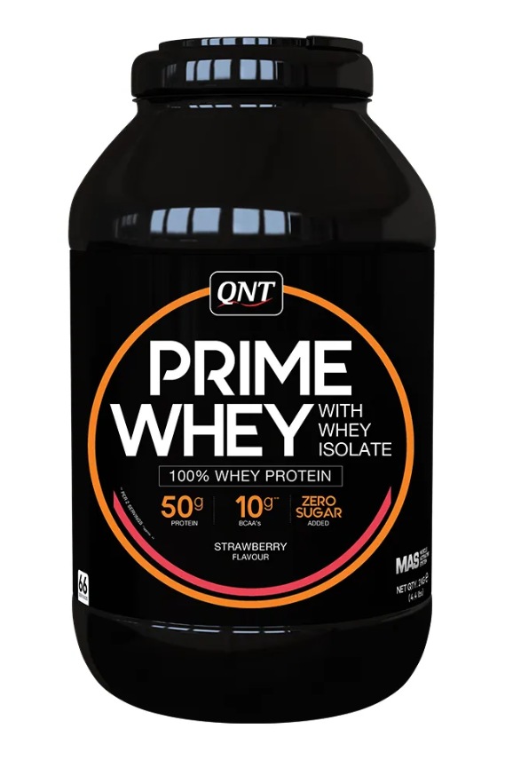 Протеин сывороточный (концентрат+изолят) Prime Whey QNT 2000г (клубника) - фото