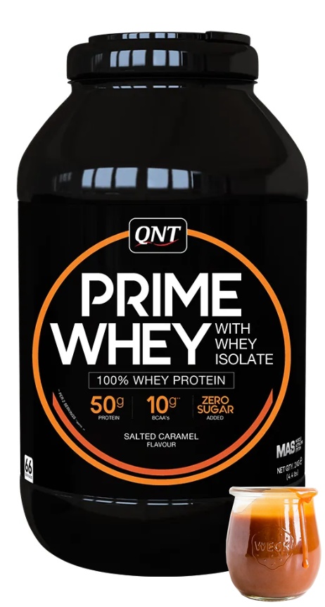 Протеин сывороточный (концентрат+изолят) Prime Whey QNT 2000г (соленая карамель) - фото