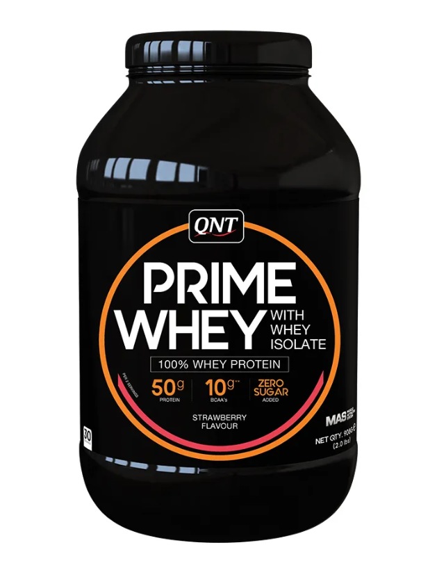 Протеин сывороточный (концентрат+изолят) Prime Whey QNT 908г (клубника) - фото