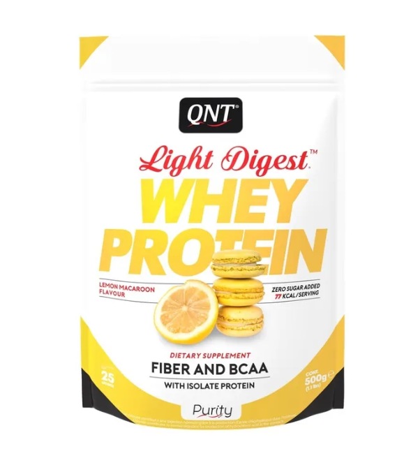 Протеин сывороточный (концентрат+изолят) Whey Light Digest QNT 500г (миндальное печенье-лимон) - фото