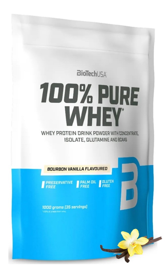 Протеин сывороточный (концентрат+изолят) 100% Pure Whey Biotech USA 454г (ваниль) - фото