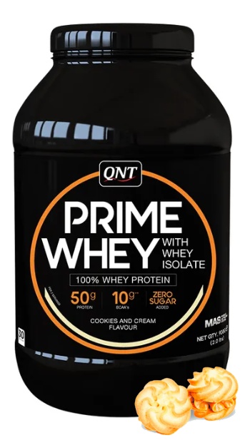 Протеин сывороточный (концентрат+изолят) Prime Whey QNT 908г (печенье крем) - фото
