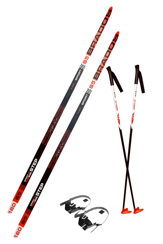 Лыжи STC детские с полужестким креплением (160 см) и палками - фото