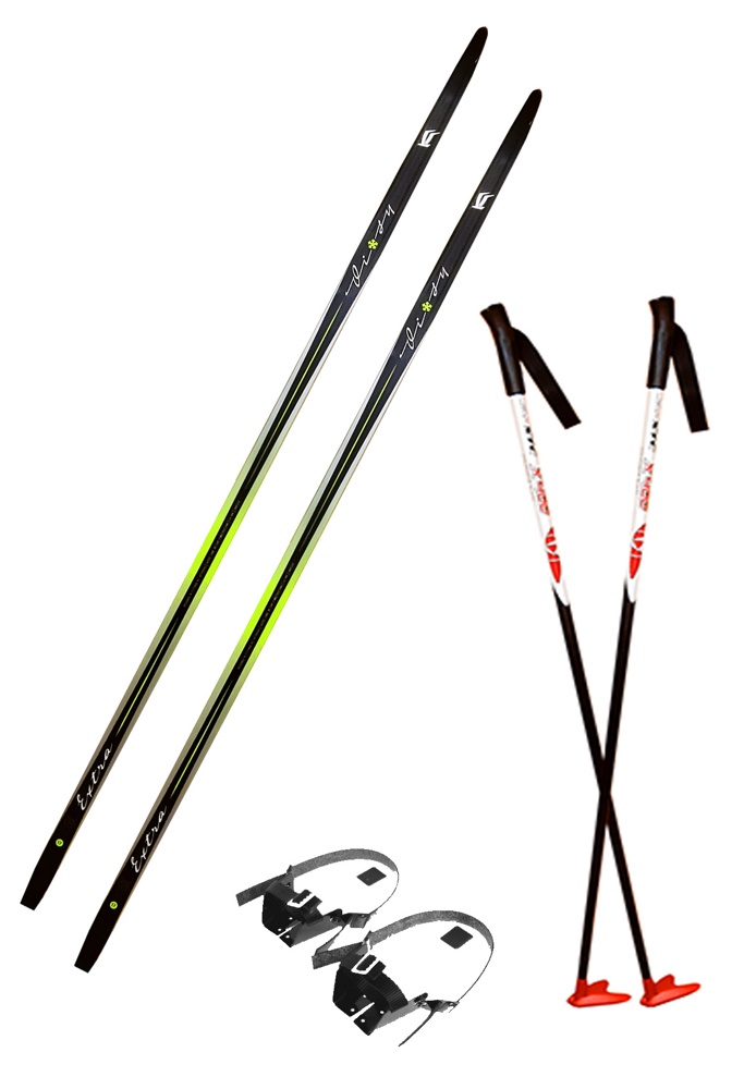 Лыжи STC с полужестким креплением и палками (170 см) - фото