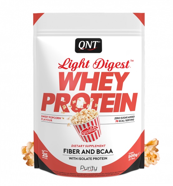 Протеин сывороточный (концентрат+изолят) Whey Light Digest QNT 500г (попкорн) - фото