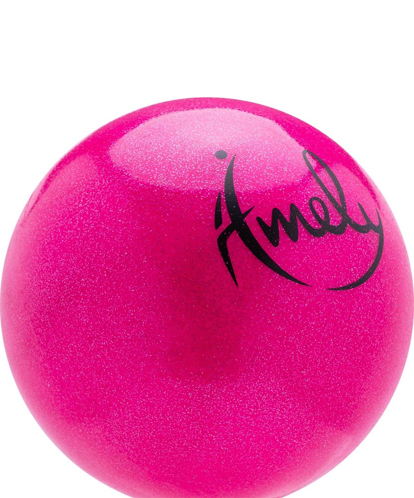 Мяч для художественной гимнастики Amely AGB-303 (15см, 280 гр) розовый с блестками - фото2