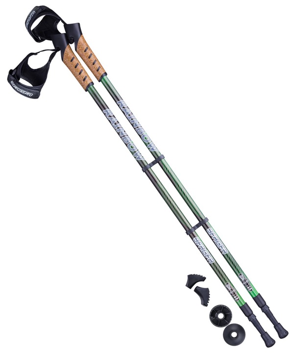 Палки телескопические для скандинавской ходьбы Berger Rainbow 77-135 см чёрный/ярко-зелёный - фото