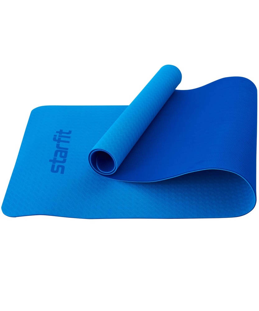 Коврик для фитнеса гимнастический Starfit FM-201 TPE 6 мм (синий/темно-синий) - фото