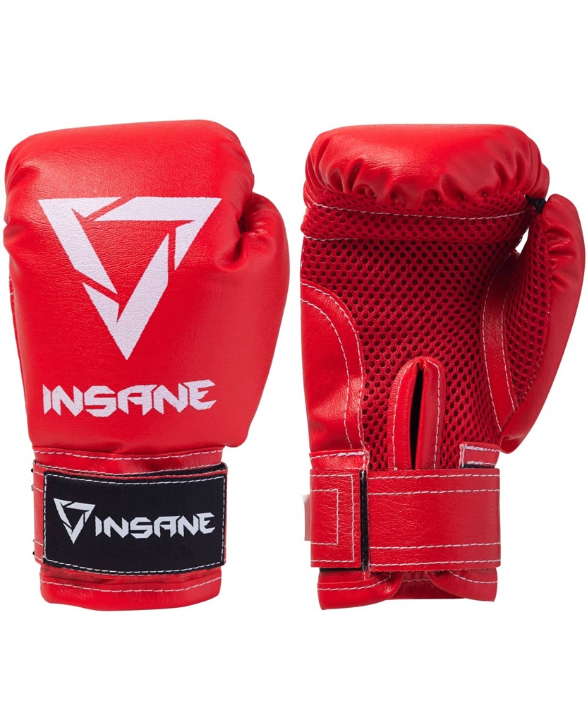 Боксерский мешок и перчатки INSANE FIGHT, красный, 45х20 см, 2,3 кг, 6 oz - фото2