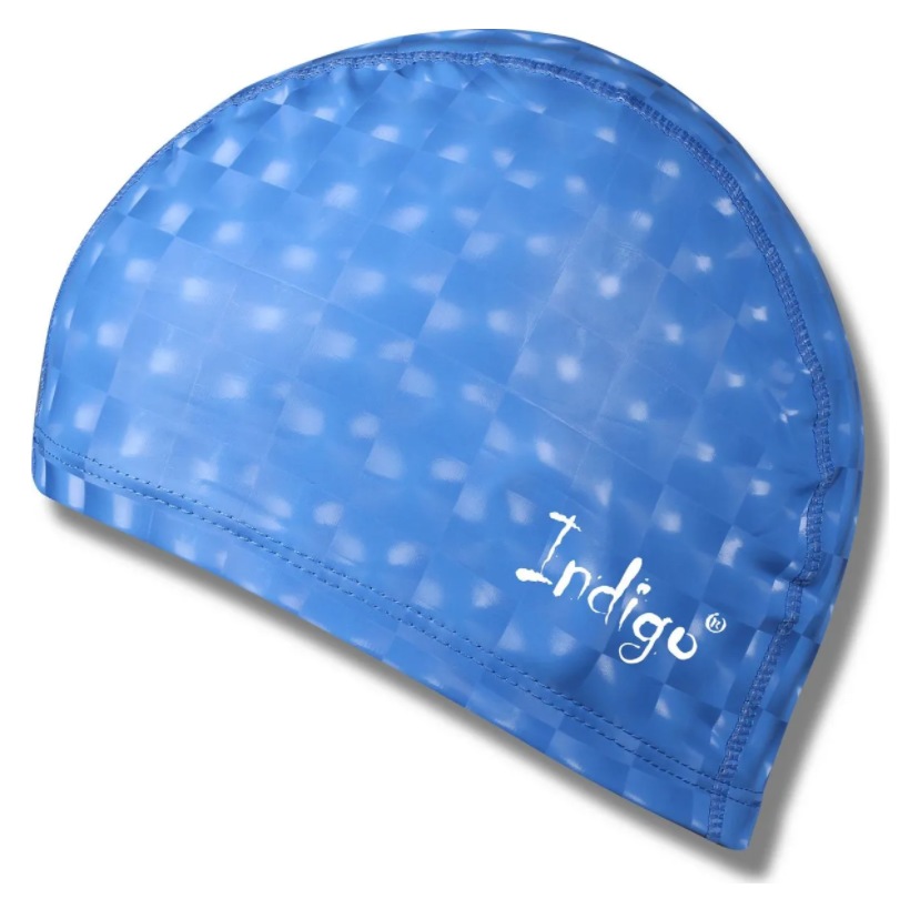 Шапочка для плавания с эффектом 3D INDIGO IN047 синяя комби с ПУ - фото