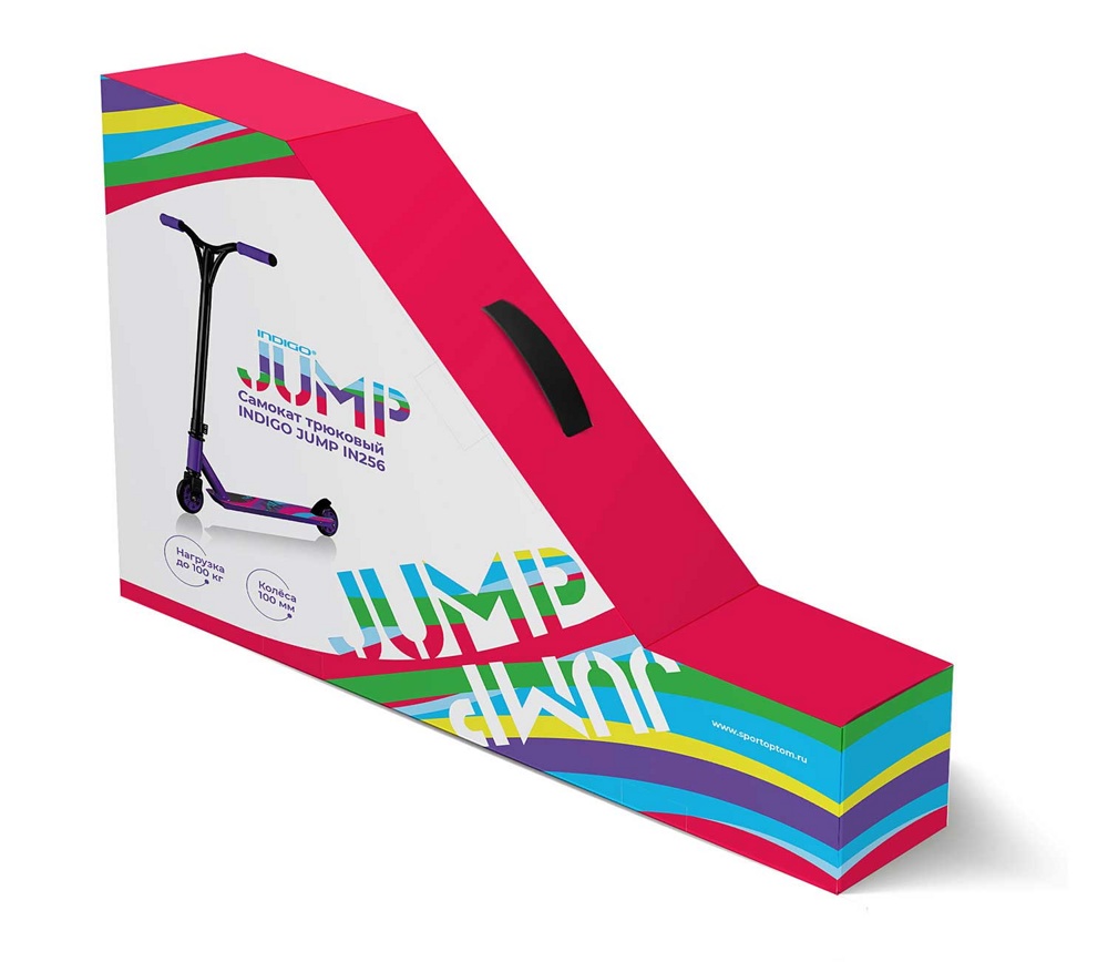 Самокат трюковый INDIGO JUMP IN256-PU-BK (фиолетовый-черный) 100мм