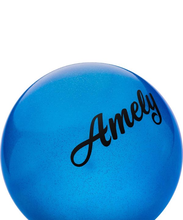 Мяч для художественной гимнастики Amely AGB-102 (19см, 400гр) синий с блестками - фото2