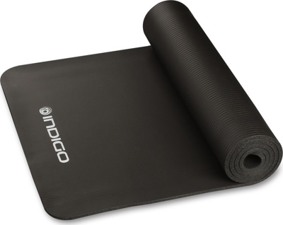 Гимнастический коврик для йоги, фитнеса INDIGO 229 NBR 12мм (черный) - фото
