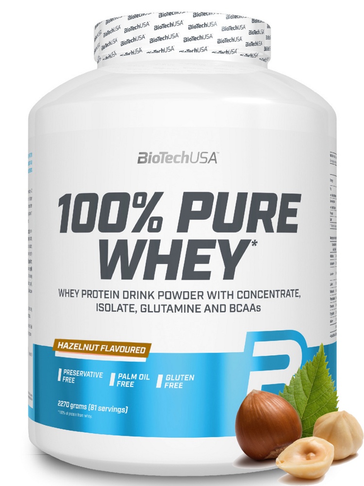 Протеин сывороточный (концентрат+изолят) 100% Pure Whey Biotech USA 2270г (лесной орех)