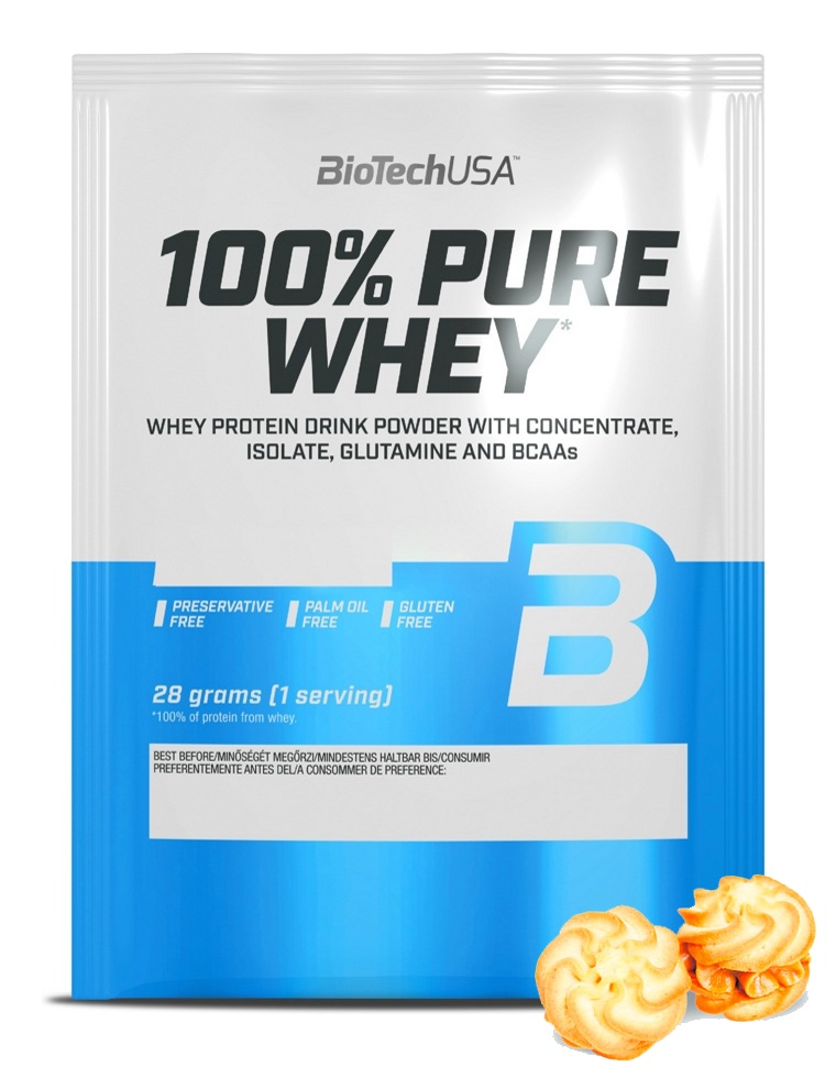 Протеин сывороточный (концентрат+изолят) 100% Pure Whey Biotech USA 28г (печенье-крем) - фото