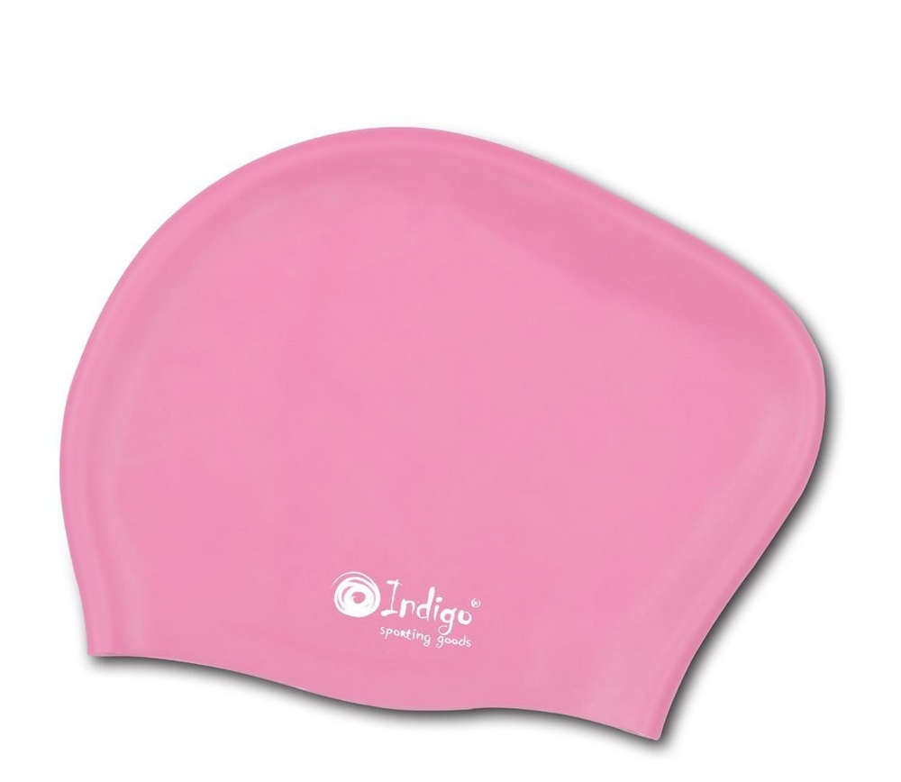 Шапочка для плавания INDIGO 805SC-PI для длинных волос, розовый силикон - фото
