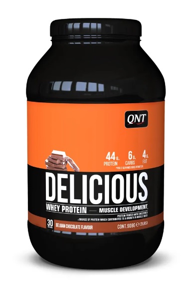 Протеин сывороточный (концентрат+изолят+гидролизат) Delicious Whey QNT 908г (бельгийский шоколад)