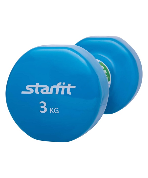 Гантель виниловая 3 кг х 2шт (пара) STARFIT DB-101 (синие) - фото2