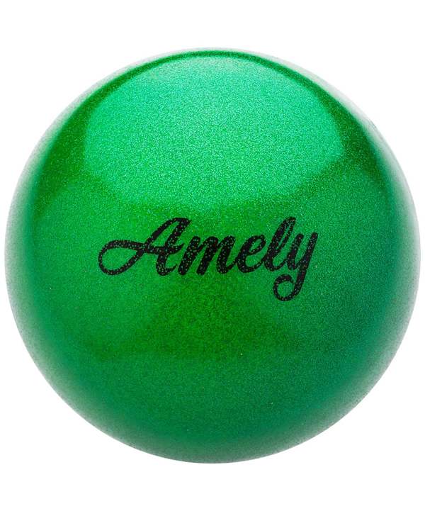 Мяч для художественной гимнастики Amely AGB-103 (19см, 400гр), зеленый с блестками - фото
