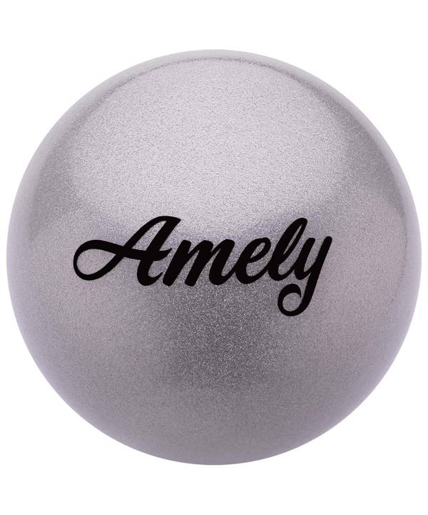 Мяч для художественной гимнастики Amely AGB-102 (19см, 400гр) серый с блестками - фото