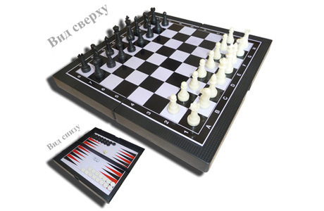 Игра 3в1 (шашки, шахматы, нарды пластиковые) FORA 7718 - фото