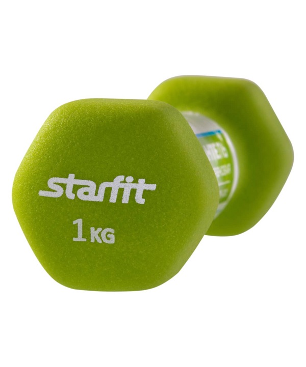 Гантель неопреновая 1 кг х 2шт (пара) STARFIT DB-201 (салатовые) - фото2