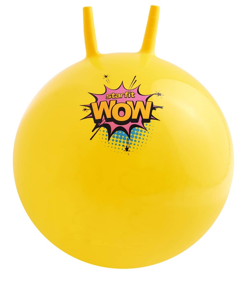 Гимнастический мяч с рожками Starfit GB-411 (желтый) 55см Антивзрыв - фото