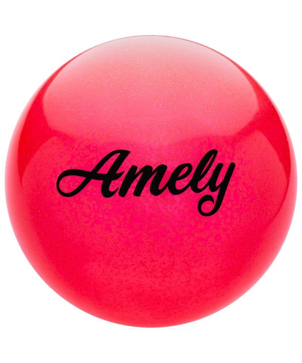 Мяч для художественной гимнастики Amely AGB-102 (19см, 400 гр) красный с блестками - фото