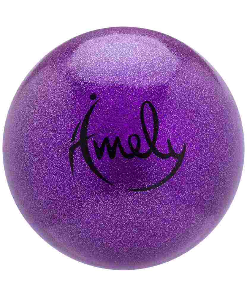 Мяч для художественной гимнастики Amely AGB-303 (15см, 280 гр) фиолетовый с блестками