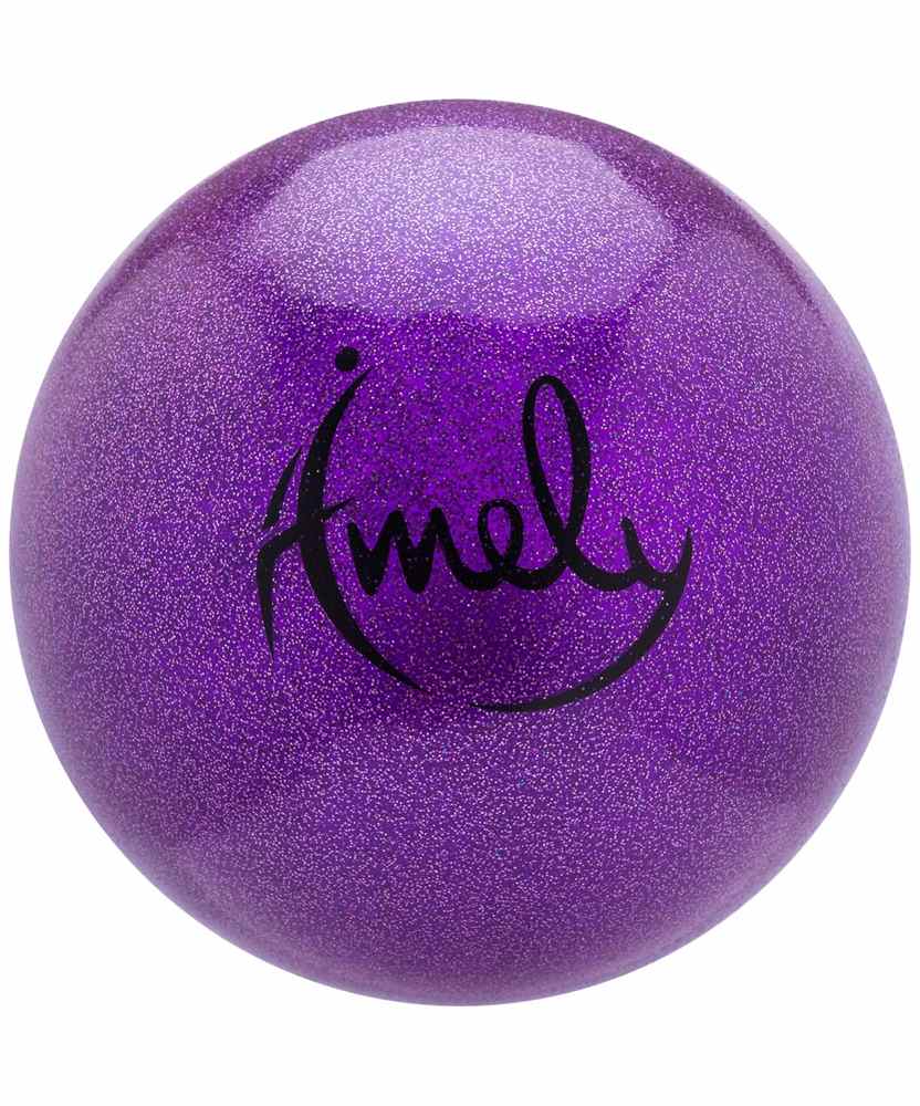 Мяч для художественной гимнастики Amely AGB-303 (15см, 280 гр) фиолетовый с блестками - фото