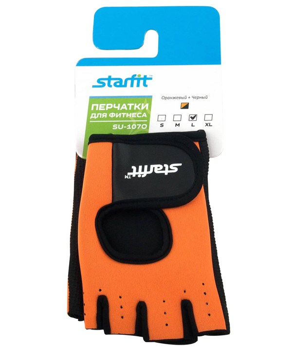 Перчатки для фитнеса STARFIT SU-107 (S, M, L, XL, оранжевый/черный) - фото2