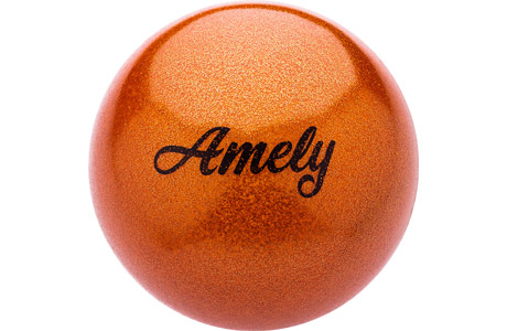Мяч для художественной гимнастики Amely AGB-103 (19см, 400гр), оранжевый с блестками - фото