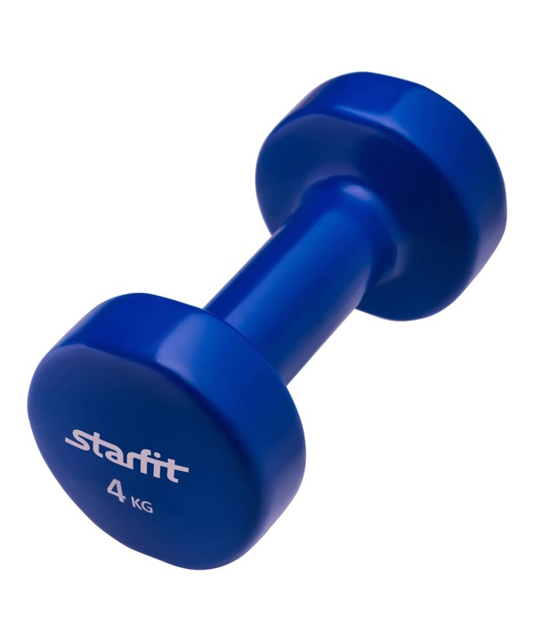 Гантель виниловая 4 кг х 2шт (пара) STARFIT DB-101 (темно-синие) - фото